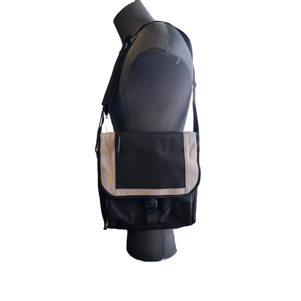 Targus Messenger Bag Black Grey Nylon Tech Tablet Laptop Crossbody Travel Case